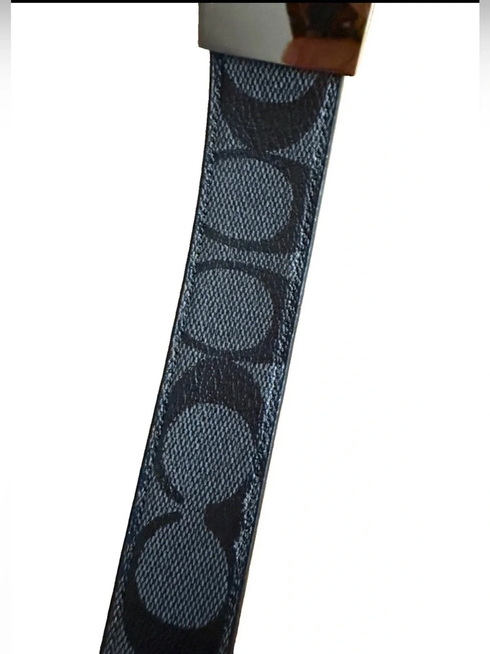 Coach Men’s Black Reversible Belt – Signature Embossed Leather, Sz L